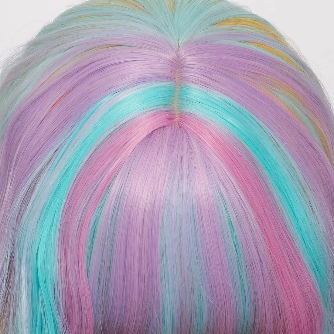 Women's Multi Color Rainbow Wig 22''Long Curly Wavy Wig Shoulder Length Flat Bangs Wig For Women Girl Cosplay Party Halloween Wig Cap Included (22''Multi Color Rainbow)