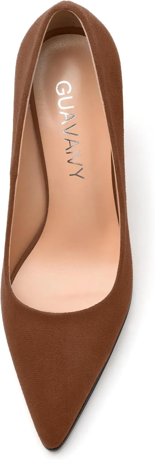 Women's Pumps, Pointed Toe Block High Heels, Slip On Fashion Chunky Heel Shoes for Women