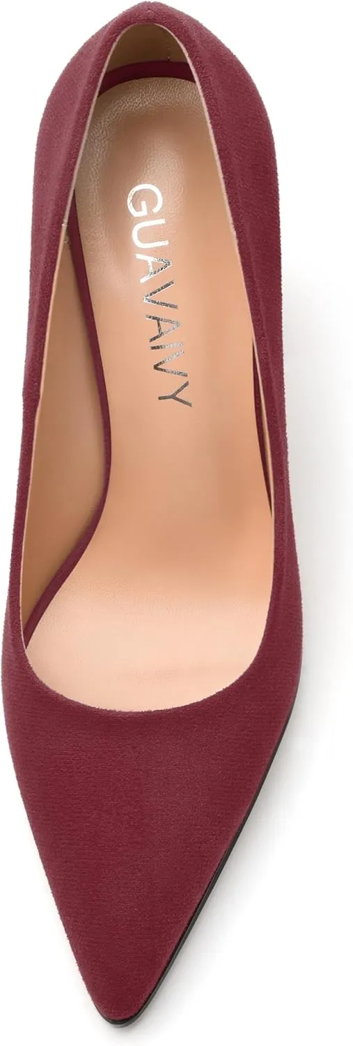 Women's Pumps, Pointed Toe Block High Heels, Slip On Fashion Chunky Heel Shoes for Women