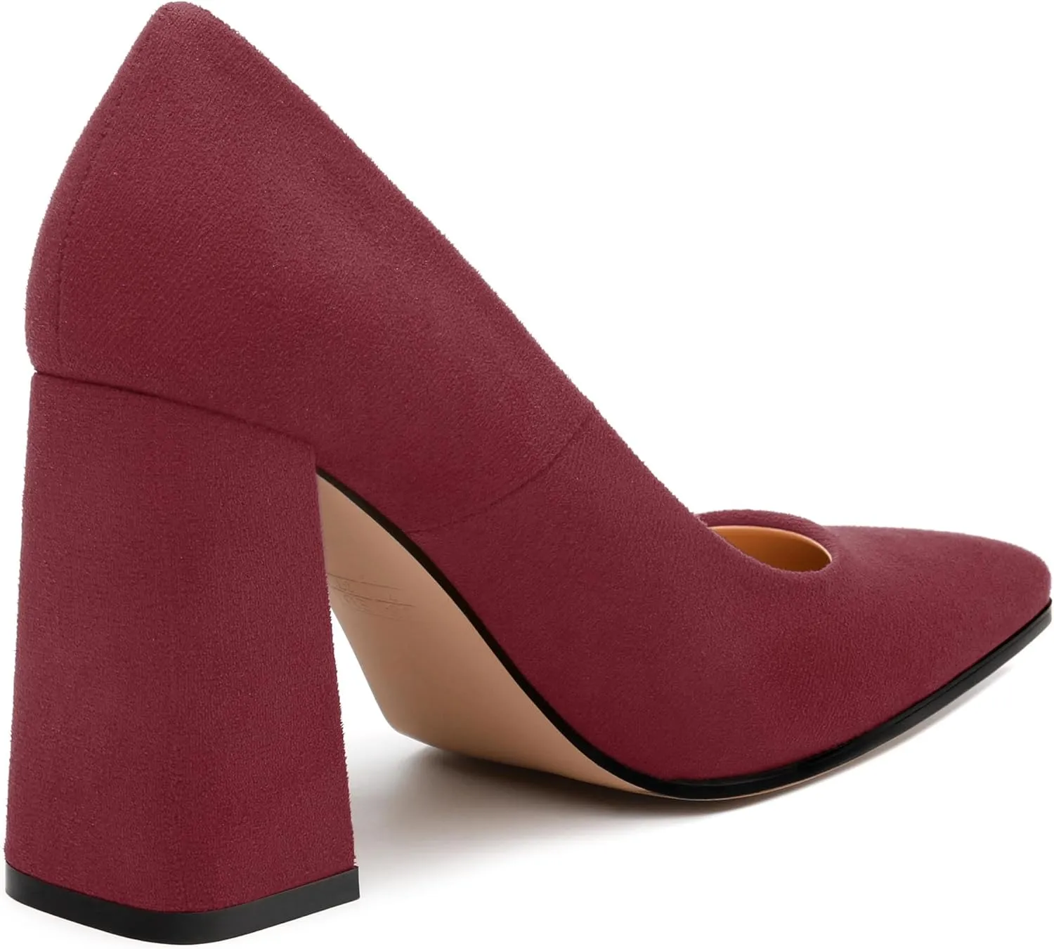 Women's Pumps, Pointed Toe Block High Heels, Slip On Fashion Chunky Heel Shoes for Women