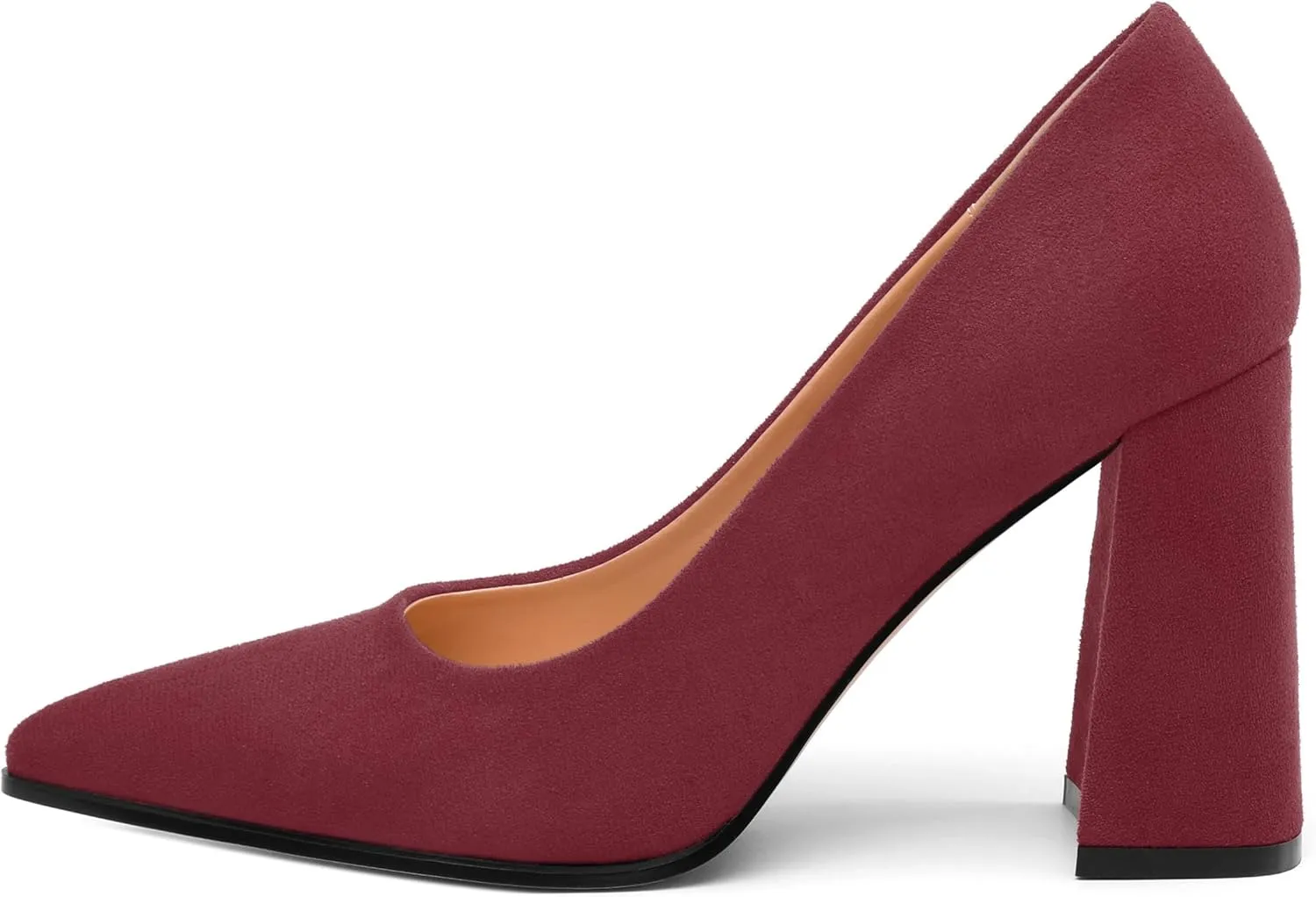 Women's Pumps, Pointed Toe Block High Heels, Slip On Fashion Chunky Heel Shoes for Women