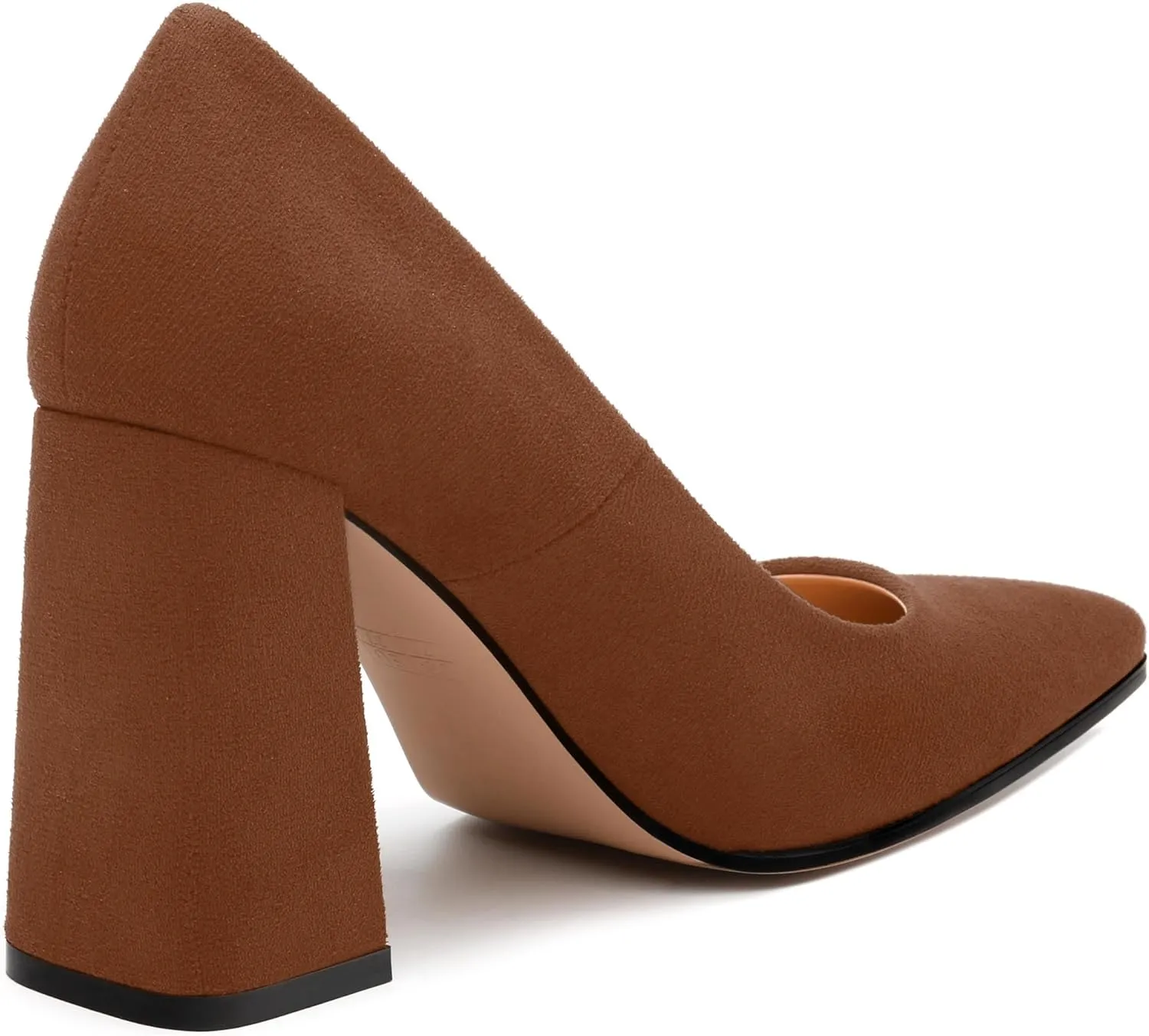 Women's Pumps, Pointed Toe Block High Heels, Slip On Fashion Chunky Heel Shoes for Women