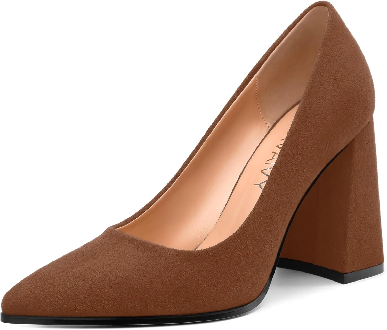 Women's Pumps, Pointed Toe Block High Heels, Slip On Fashion Chunky Heel Shoes for Women