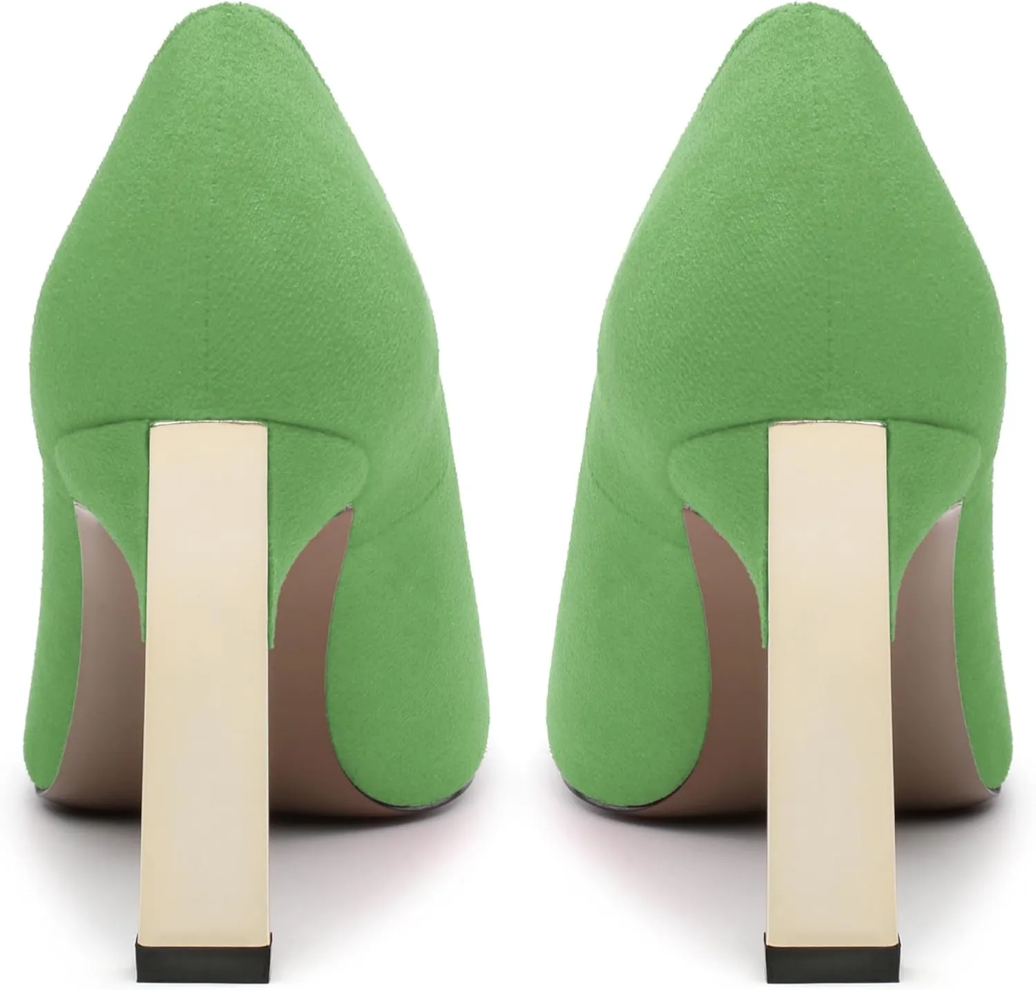 Women's Pumps, Square Toe High Heels, Fashion Patchwork Color Slip On Chunky Heel Shoes for Women