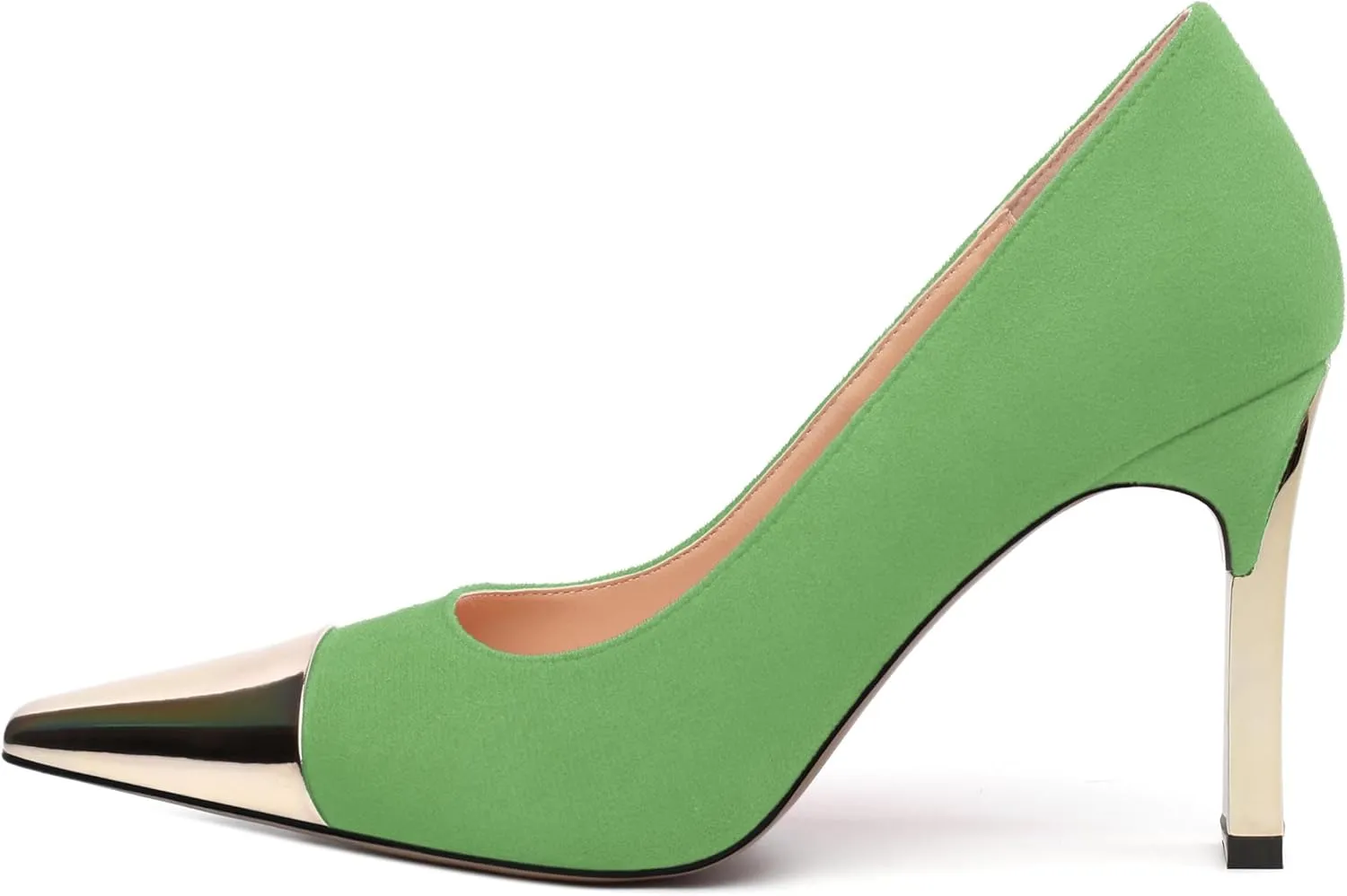Women's Pumps, Square Toe High Heels, Fashion Patchwork Color Slip On Chunky Heel Shoes for Women