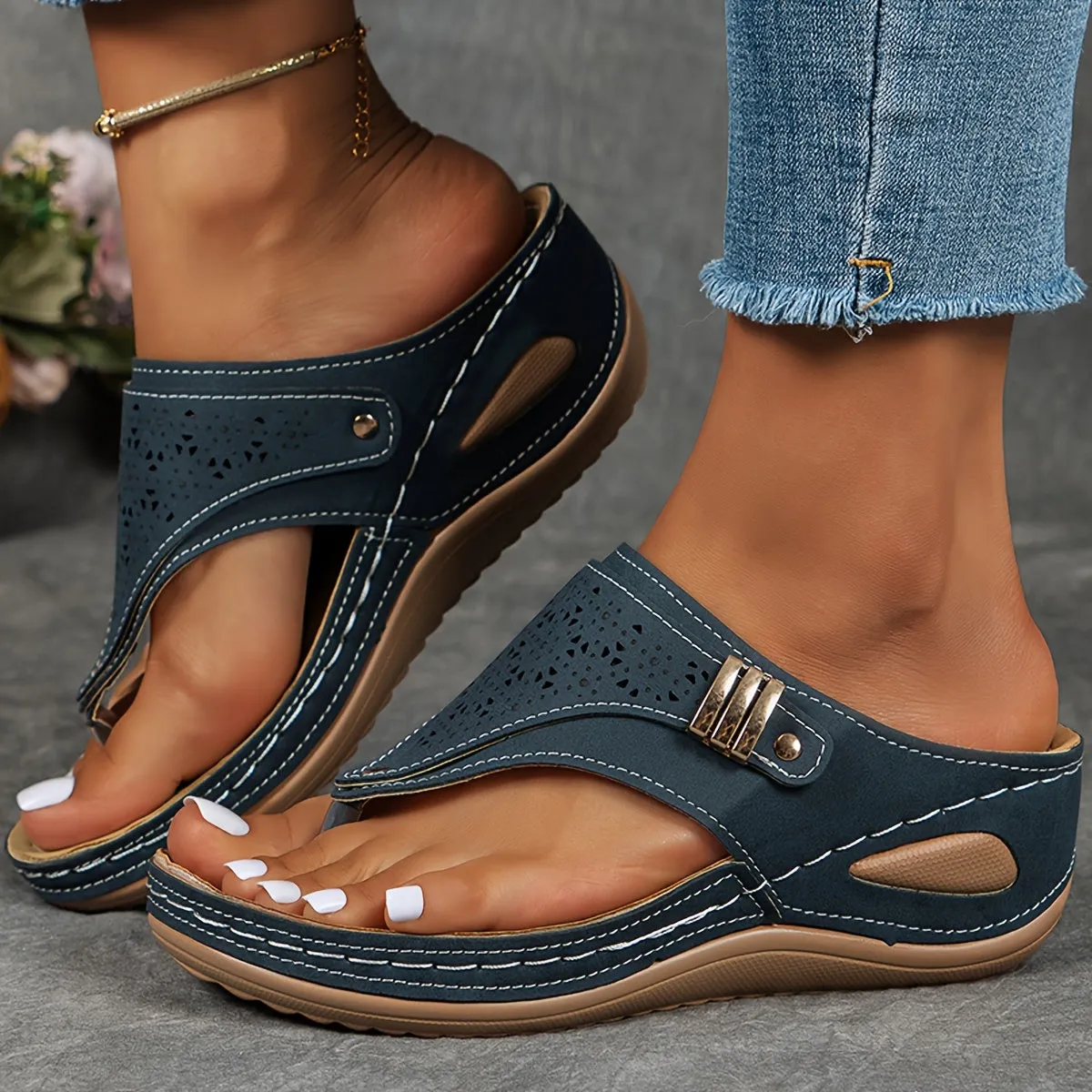 Women'S Summer Open Toe Slide Sandals -