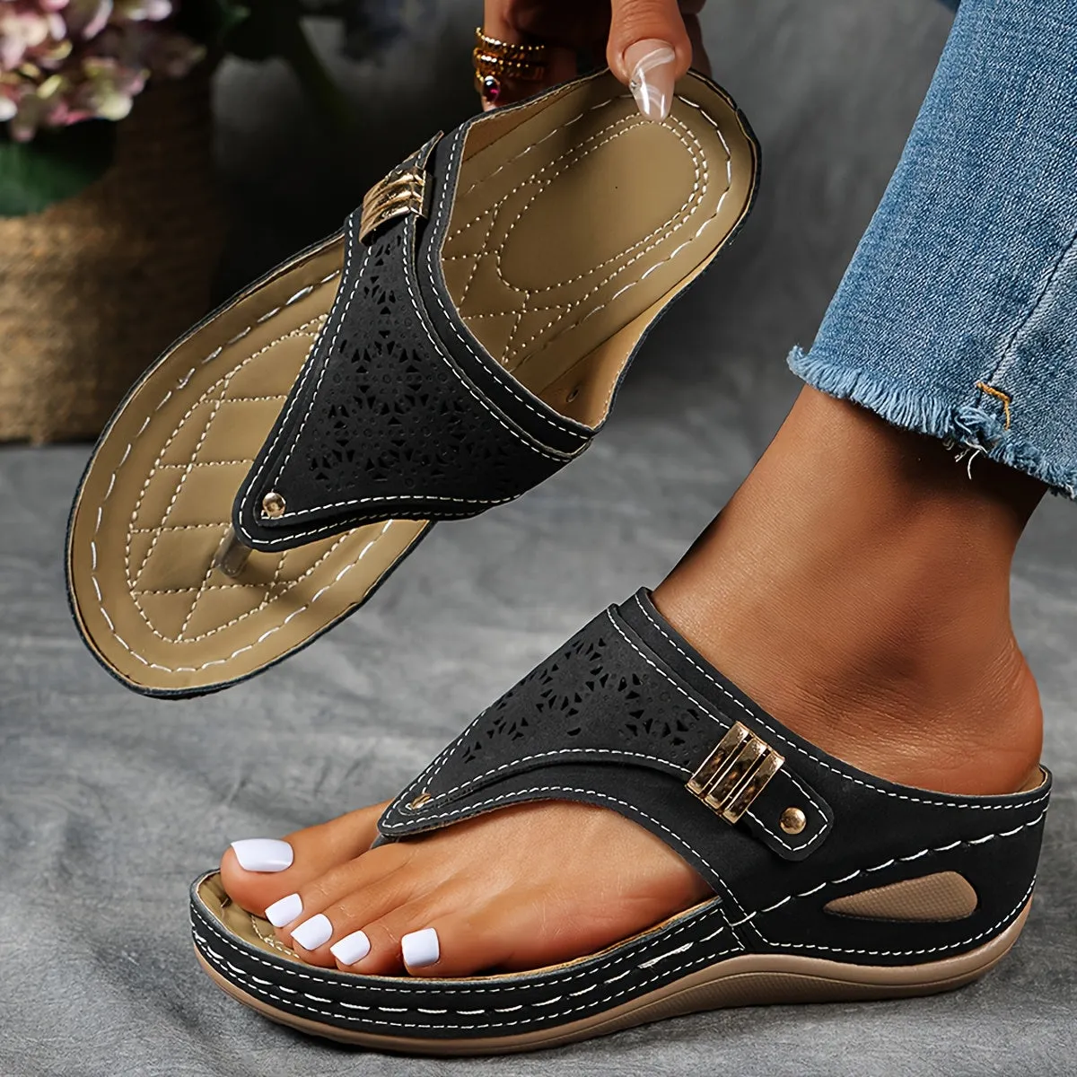 Women'S Summer Open Toe Slide Sandals -
