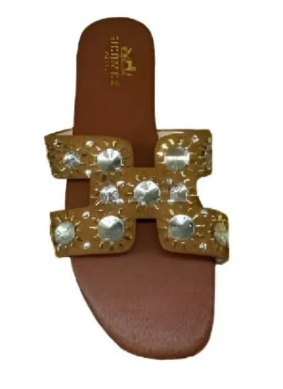 Women's Yellow Design Slide Elegant Sandals