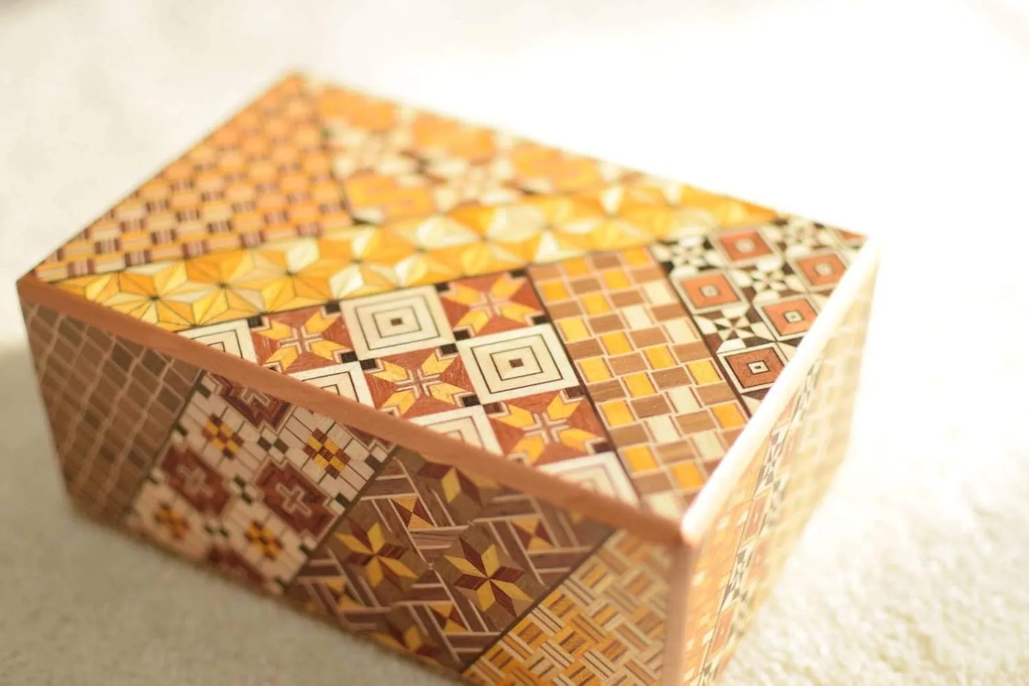 Wooden Secret Puzzle Box, 4 Sun 21 Steps, Japan Made, with Original Gift Box