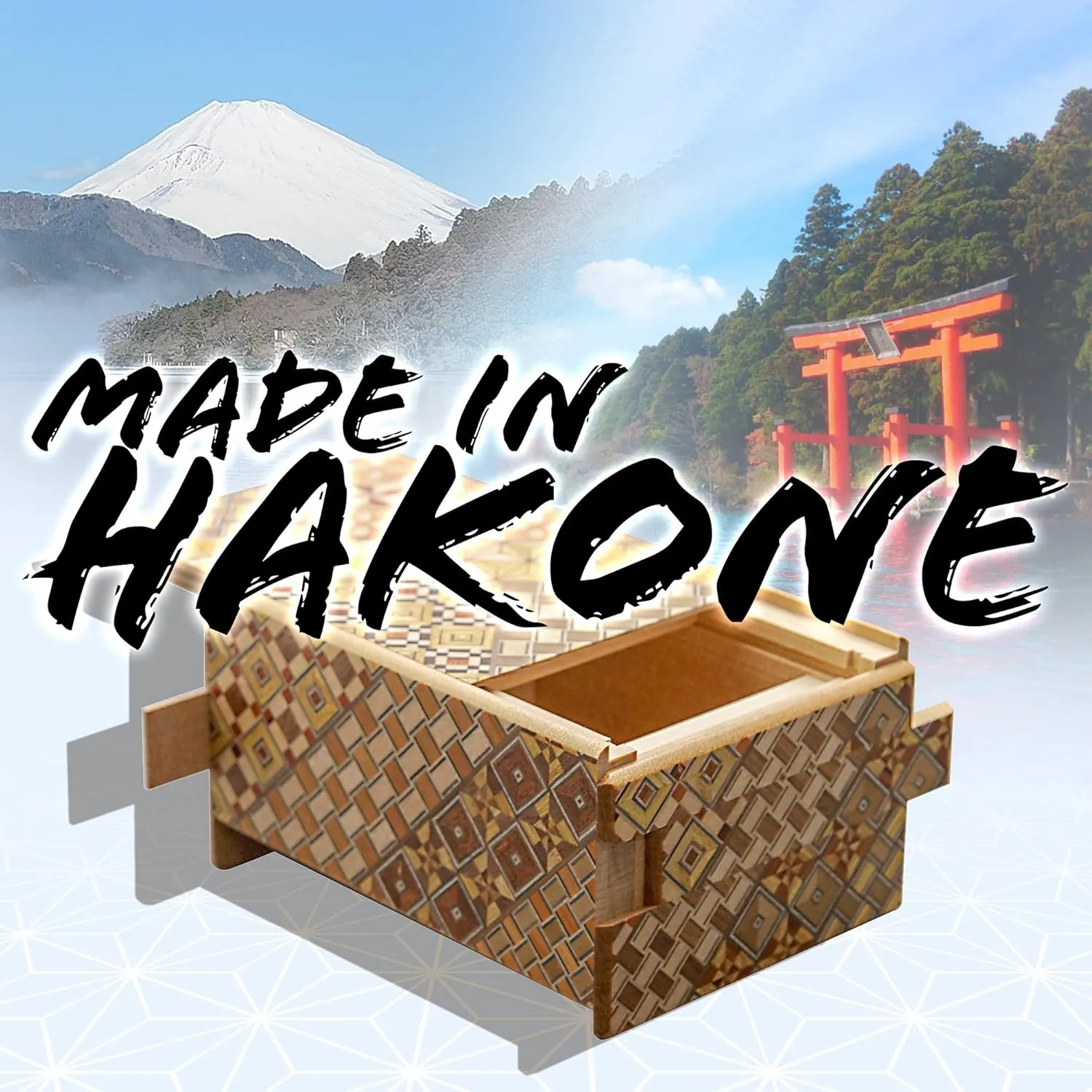 Wooden Secret Puzzle Box, 4 Sun 21 Steps, Japan Made, with Original Gift Box