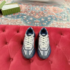 Worldwide shipping AND Gucci RHYTON Hurry, ends soon TRAINER CHARCOAL LIGHT GG GRAY CALFSKIN