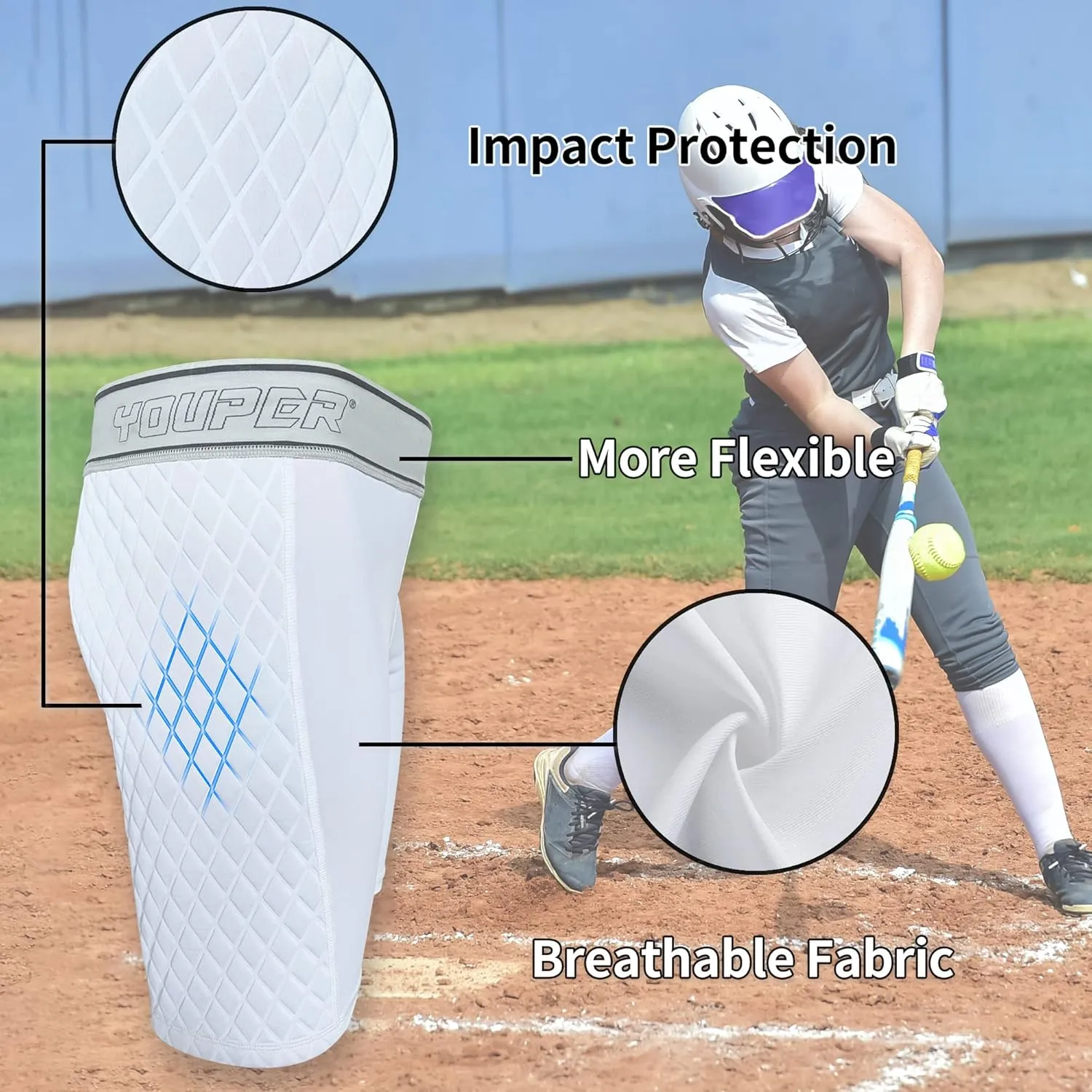 Youper Women's Classic Softball Sliding Shorts, Compression Padded Slider Shorts