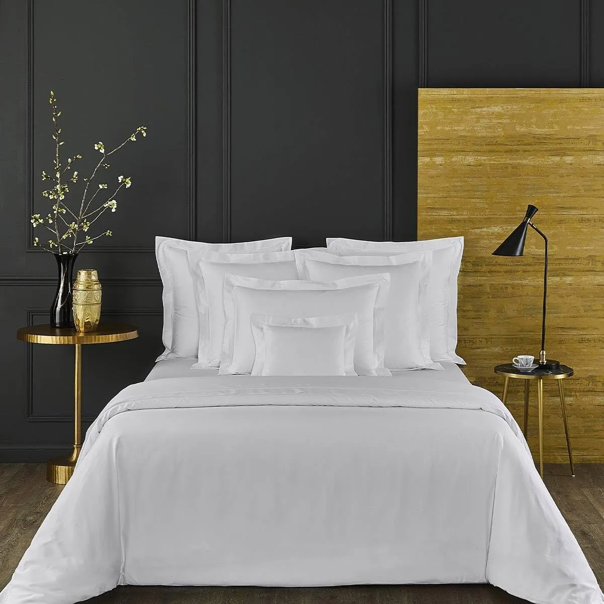 Yves Delorme - Triomphe Blanc (White) Queen Fitted Sheet - Luxury Fitted Sheet from France.