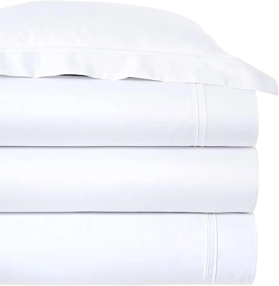 Yves Delorme - Triomphe Blanc (White) Queen Fitted Sheet - Luxury Fitted Sheet from France.